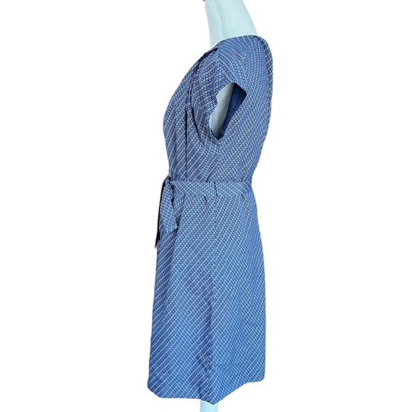 Banana Republic Blue Geometric Tile Belted Shift Dress | Size Small - Picture 5 of 12